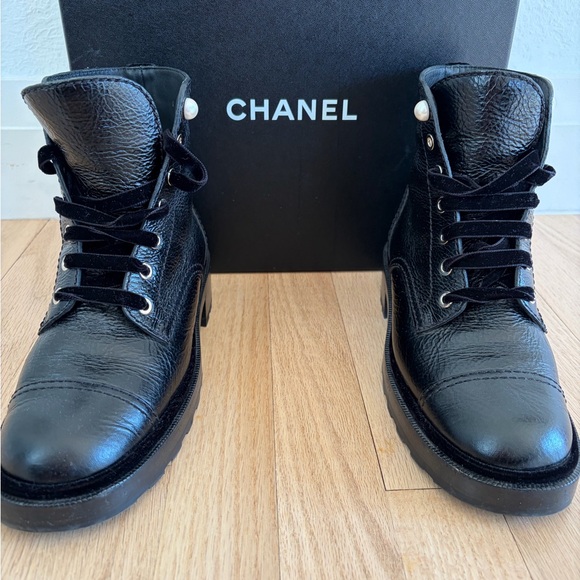 CHANEL Black Leather Ankle Boots - Picture 9 of 9